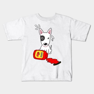 Bull Terrier Spilled a bottle of ketchup Kids T-Shirt